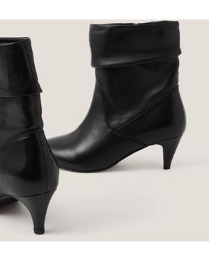 Monsoon Ria Ruched Leather Ankle Boots Black