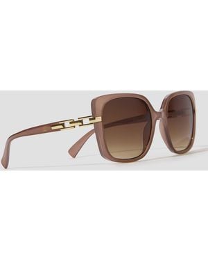 Monsoon Link Detail Oversized Sunglasses - Brown