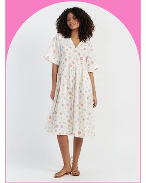 Monsoon Chinti & Parker Étoile Midi Sundress Cream - Pink