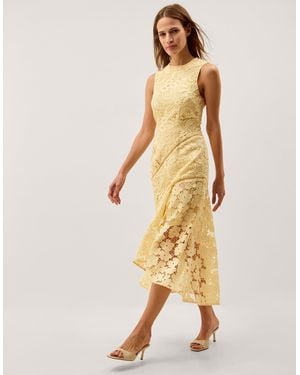 Monsoon Gianna Sleeveless Lace Midi Dress Yellow