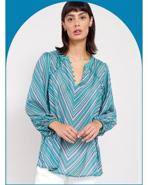 Monsoon East Avery Sheer Stripe Blouse Multi - Blue