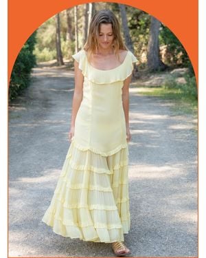 Monsoon Lyrical Sisters Frill Tiered Maxi Dress Yellow - Blue