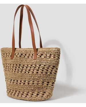 Monsoon Amber Raffia Crochet Tote Bag - Metallic