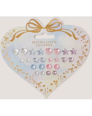 Monsoon 12-pack Gemstone Stick On Earrings - White