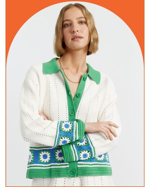Monsoon Chinti & Parker Hand Crochet Shirt Multi - Blue