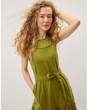 Monsoon Jen Belted Jersey Maxi Dress Green