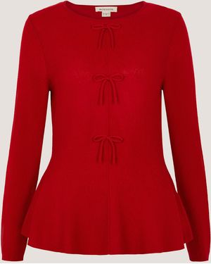 Monsoon Paula Bow Peplum Jumper Red