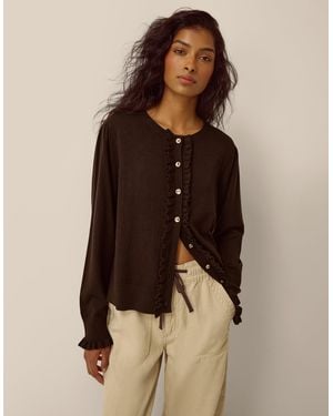 Monsoon Ruby Frill Cardigan Brown - Blue