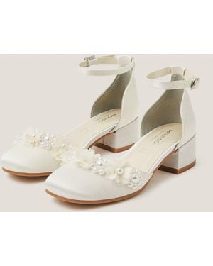 Monsoon Flower Embellished Closed Toe Heels Ivory - Natural