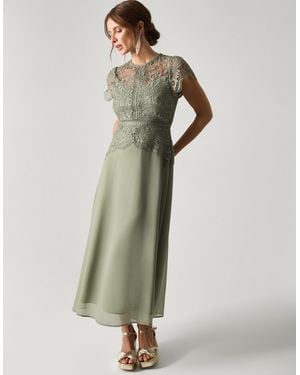 Monsoon Monica Lace Midi Bridesmaid Dress Green