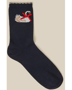 Monsoon Swan Bow Socks - Blue