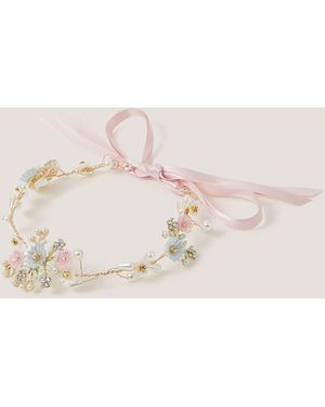 Monsoon Embellished Wire Flower Crown - Natural