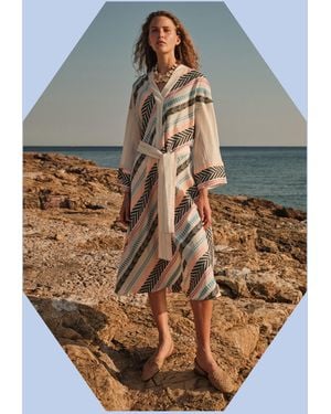 Monsoon Devotion Twins Alivora Chevron Stripe Midi Dress Multi - Multicolour