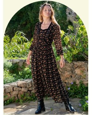 Monsoon Lyrical Sisters Penny Floral Maxi Dress Black - Green