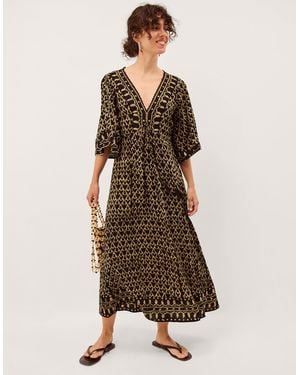 Monsoon Arti Print Midi Kaftan Black