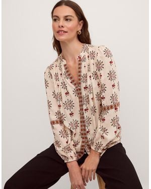 Monsoon Carrie Print Blouse Ivory - Natural
