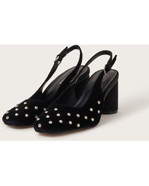Monsoon Delilah Stud Velvet Slingback Heels Black