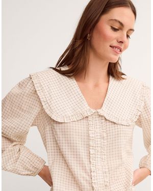 Monsoon Lily Peter Pan Collar Check Shirt Ivory - Natural
