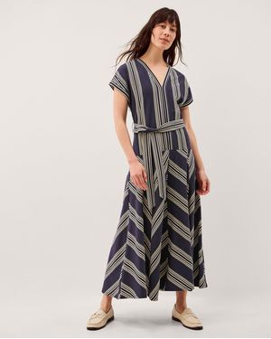 Monsoon Shilta Stripe Jersey Maxi Dress Blue - Black