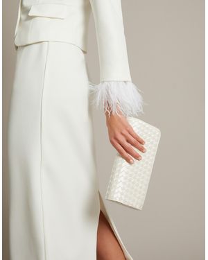 Monsoon Becky Woven Bridal Clutch Bag - White