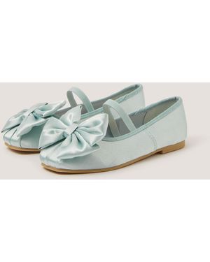 Monsoon Bow Satin Ballet Flats Green
