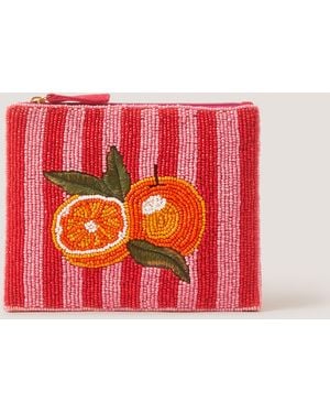 Monsoon Orange Beaded Pouch - Red