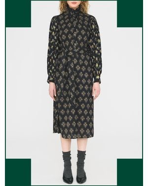 Monsoon Antik Batik Chino Floral Jacquard Midi Dress Black - Green
