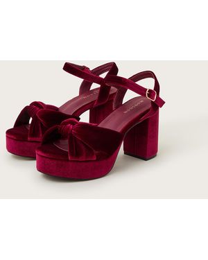Monsoon Nola Velvet Platform Heels Red