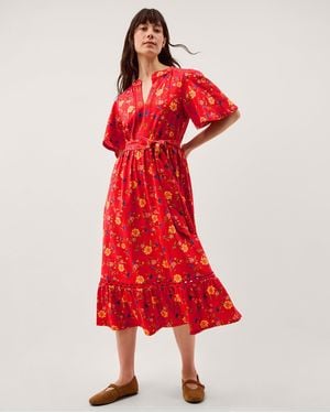 Monsoon Libby Floral Jersey Midi Dress Red