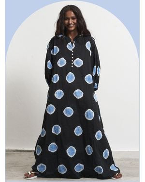 Monsoon Par & Escala Josefa Puff Sleeve Print Maxi Dress Black - Blue