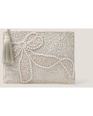 Monsoon Audra Beaded Bow Pouch - Natural