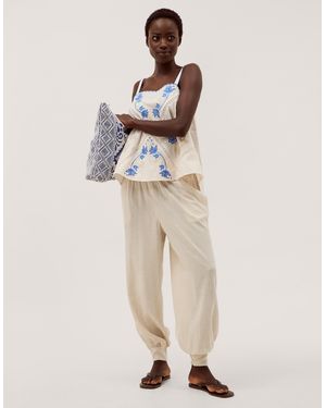 Monsoon Reese Linen Blend Balloon Trousers Natural