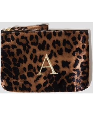 Monsoon Women's Dark Brown Leopard Print Velvet Initial Purse, Size: B
