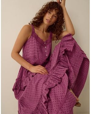 Monsoon Nixie Broderie Frill Maxi Dress Red - Purple
