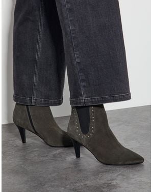 Monsoon Oriana Suede Stud Heeled Boots Green - Blue