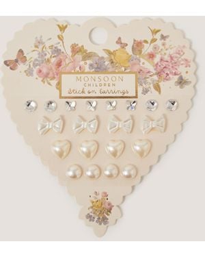 Monsoon 10-pack Diamanté & Pearl Stick On Earrings - Natural