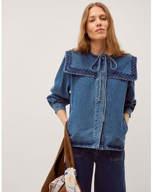 Monsoon Livvy Square Collar Denim Jacket Blue