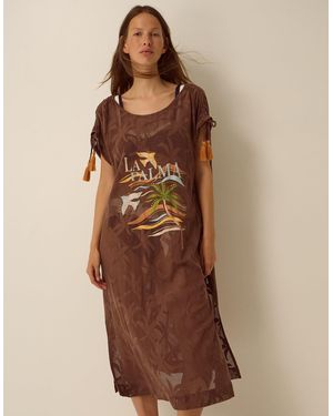 Monsoon La Palma Jacquard Midi Kaftan Brown