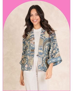 Monsoon One Hundred Stars Susani Print Kimono Jacket - Blue