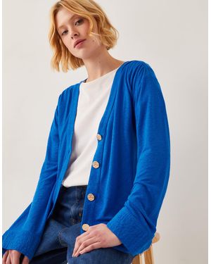 Monsoon Sky Linen-blend Jacket Blue