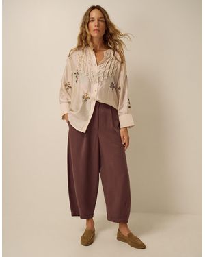 Monsoon Raina Barrel Trousers Brown - Natural