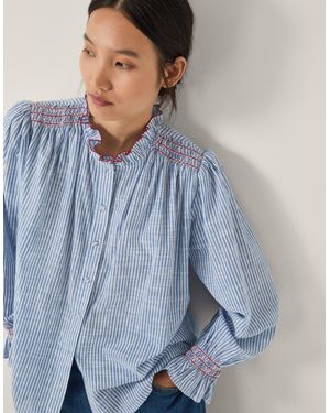 Monsoon Maeve Ruffle Stripe Shirt - Blue
