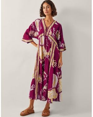 Monsoon Amisha Kaftan Midi Dress Red
