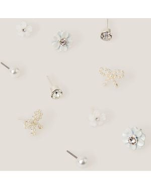 Monsoon 5-pack Flower Pearl Stud Earrings - Natural