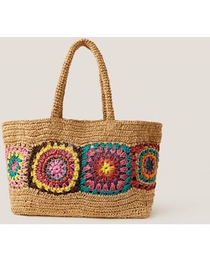 Monsoon Pippa Crochet Raffia Beach Bag - Natural