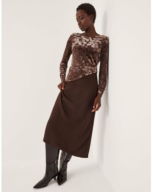 Monsoon Delia Midi Slip Dress - Brown