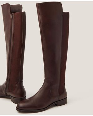 Monsoon Una Leather Knee High Boots Brown