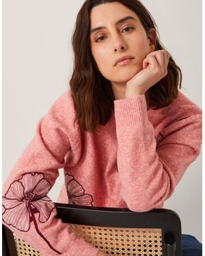 Monsoon Abi Floral Appliqué Jumper Pink - Red