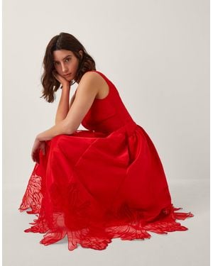 monsoon red lace dress Womens Monsoon Burgundy Red Monica Lace Midi Dress US 14