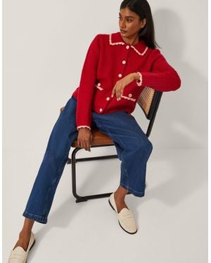 Monsoon Nina Scallop Collar Cardigan Red - Blue